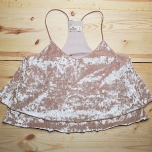 Hollister ivory velvet racerback tank size small